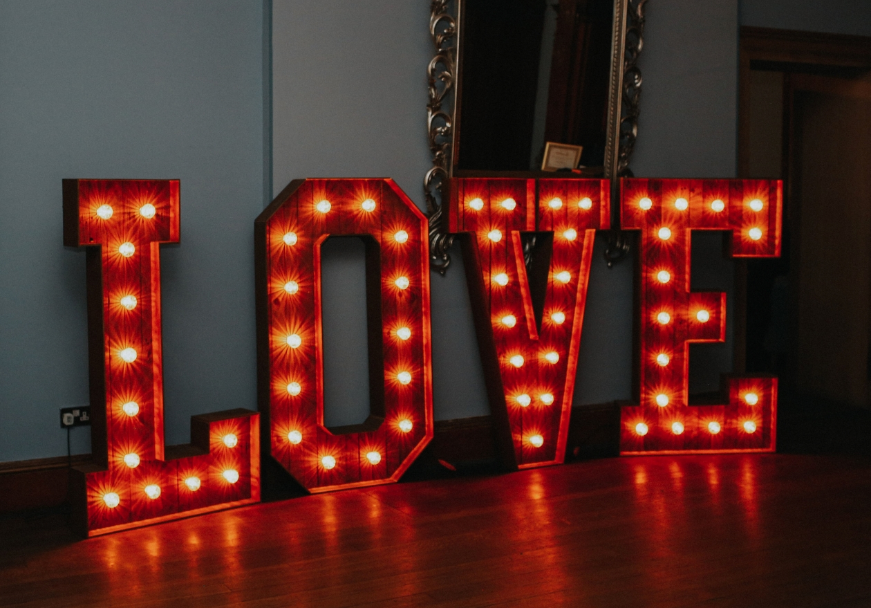 Giant LOVE letters illuminated